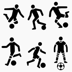 set of vector silhouettes of football players