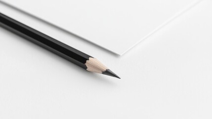 Black pencil on white paper, stationery mockup