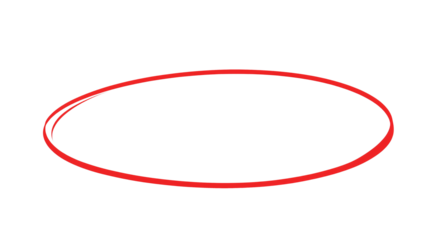 Handwritten red circle on white and transparent background. For marking text, numbers, marker pen, pencil, logo, hand-drawn doodle grunge circle highlights. png.