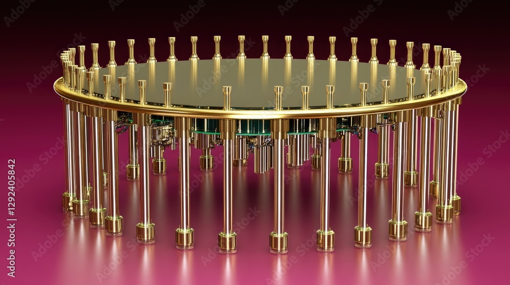Poster superconductor-based quantum processor floating on a bold magenta background, symbolizing new ai fro