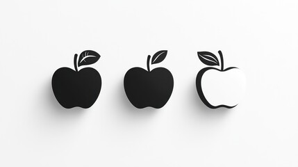 Fototapeta premium Three apples icons illustration in row on white background used for food concept