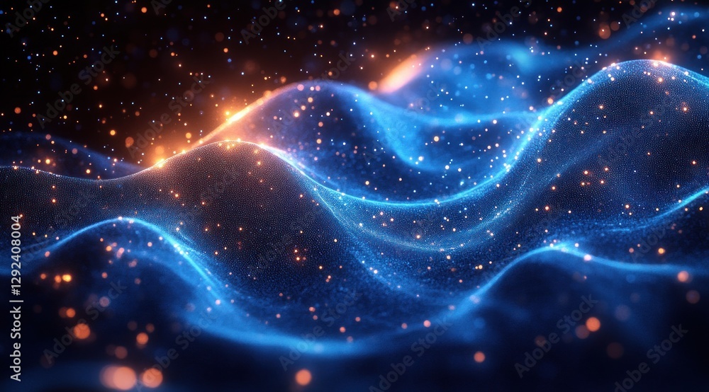 Aufkleber futuristic abstract digital landscape with network lines and glowing points tech concept