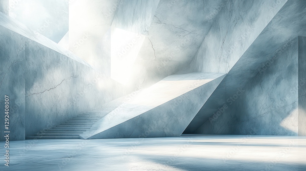 Poster minimalist marble shapes abstract composition with textured stone slabs and concrete elements for st