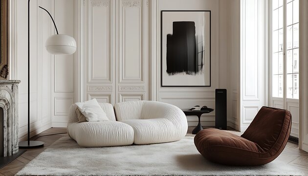 Parisian Living Room, Modern Sofa, Cozy Lounge