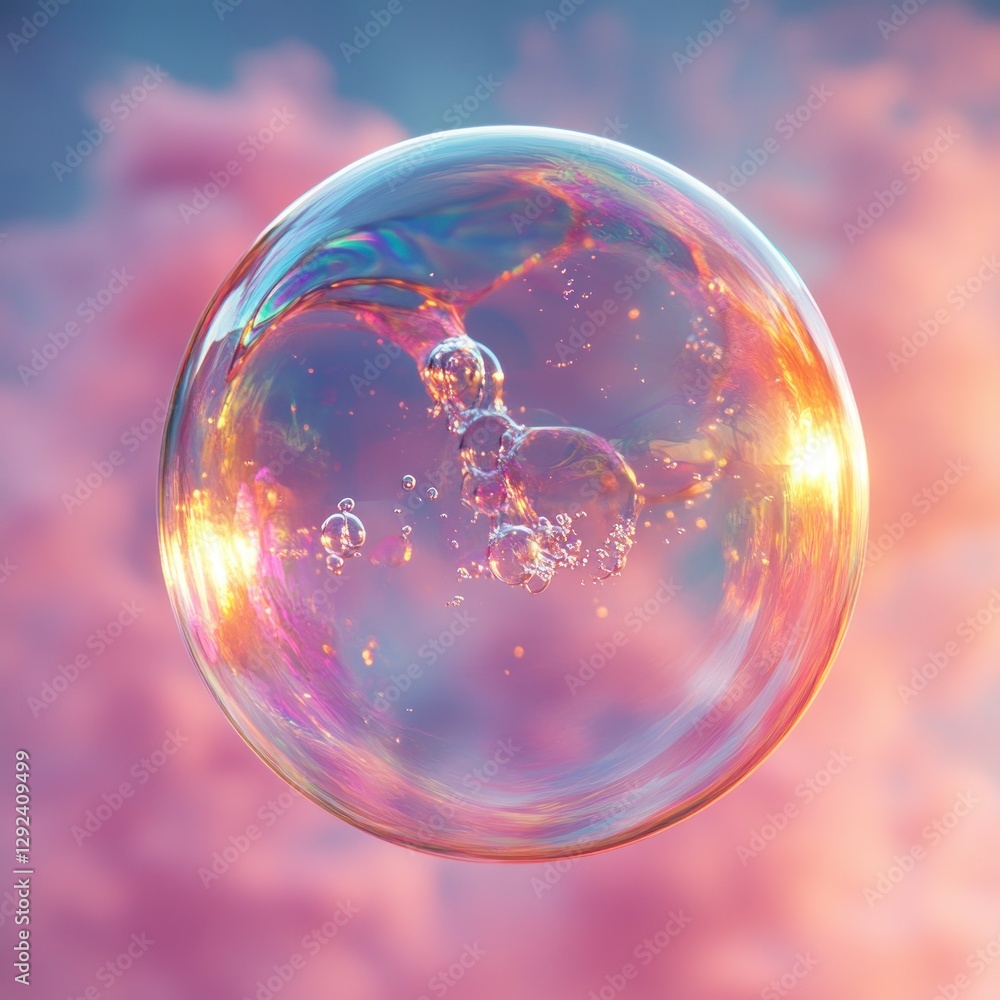 Poster surreal translucent bubble organic shape fluid illumination gradient background