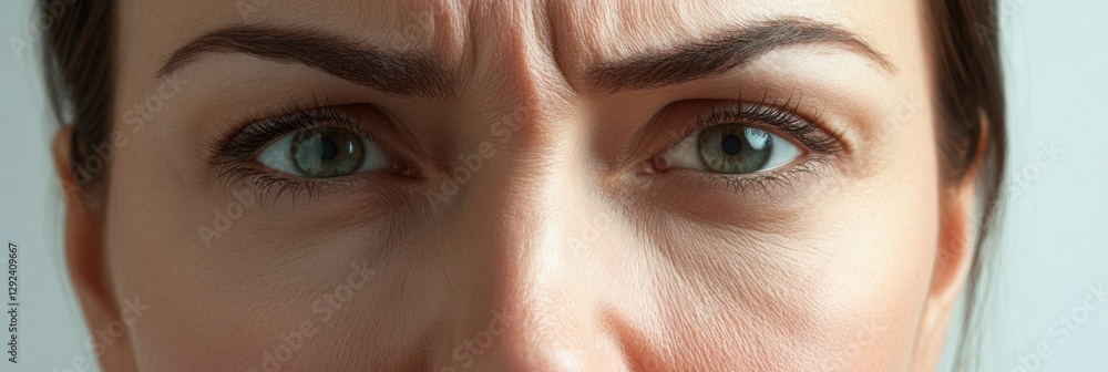 Leinwandbilder Close up view showing the contrast of aging on a womans face with smooth skin on one side and wrinkles on the other. Generative AI