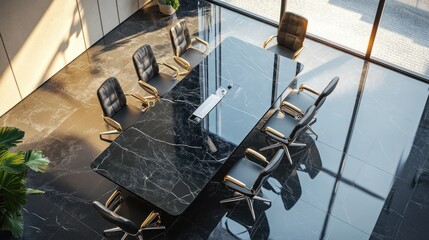 Sunlit Marble Boardroom, City View