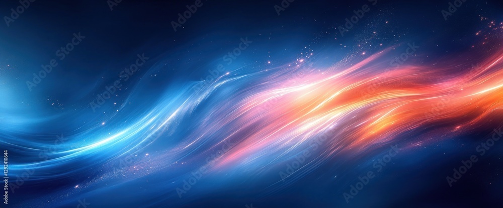 Poster futuristic abstract art with blue light and motion in a dynamic composition