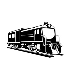 Black-and-White Vector Illustration of a Train on Tracks.