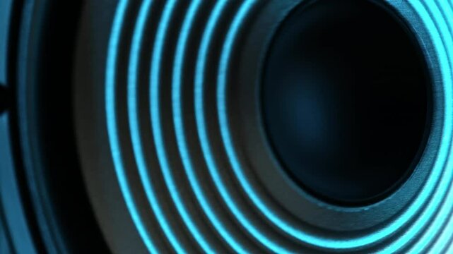Music Speaker Moving And Playing Music Under Blue Light