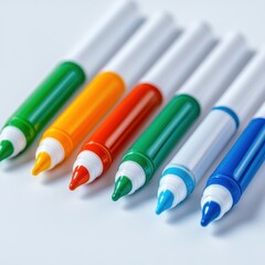 Colored markers on isolated background