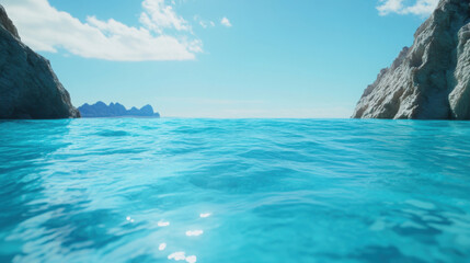 Fototapeta premium Enchanting coastal scene with clear blue waters for beach vacation design