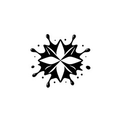 Black Ink Symmetry: An abstract design with a starburst pattern formed by black ink drops against a white background.
