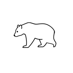 Minimalist Line Art Illustration of a Grizzly Bear on a white background, clean, simple, uncluttered.
