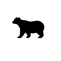 Silhouette of a Bear Walking across a White Background.