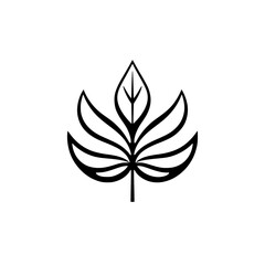 Detailed Black and White Leaf Illustration on White Background, Simple and Elegant Design.