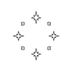 Sparkling Starry Arrangement: A minimalist depiction of stars in a circle, set against a plain white backdrop, evoking a sense of celestial calmness and symmetry.