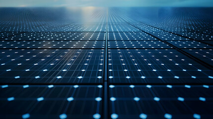 Futuristic Solar Panel Technology Illustration with Digital Data and Communication Elements