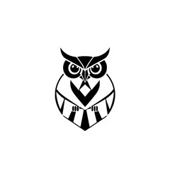 Stylized Black and White Owl Logo Illustration with Unique Geometric Detail.