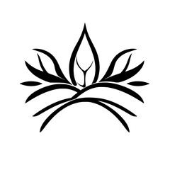 Black and white vector art of a floral design with a sharp, minimalist appearance.