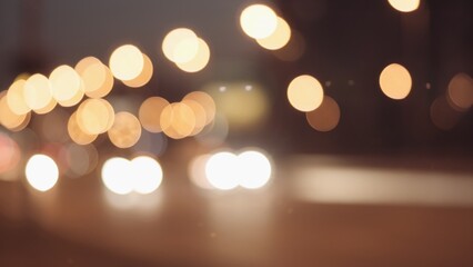 Bokeh Lights Of City Traffic At Night, Featuring Blurred Headlights And Taillights Creating A...