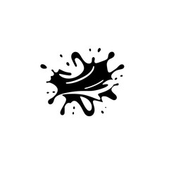 Obraz premium Abstract, symmetrical black splash art on white background, simplistic, minimalist, monochromatic, vector design.