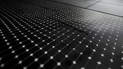 Obraz premium 3D Illustration of Shiny Black Solar Panels Pattern with Metallic Cubes for Technology Wallpaper