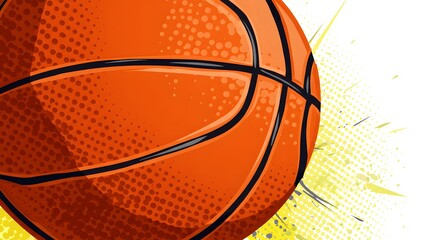 Obraz premium Orange Basketball Illustration with Halftone Background for Sport and Design