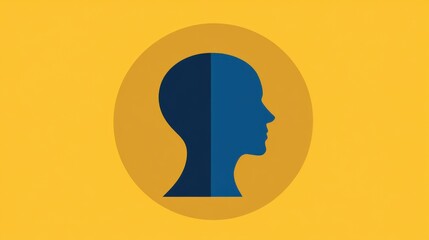 Profile silhouette in blue against a vibrant yellow background depicting creativity and individuality concepts
