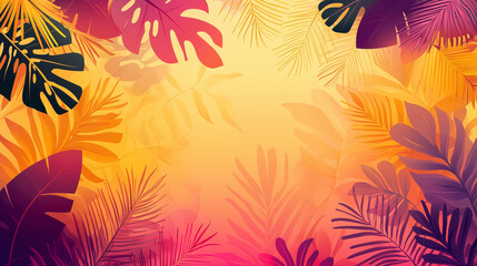 Vibrant Tropical Leaves Abstract Background
