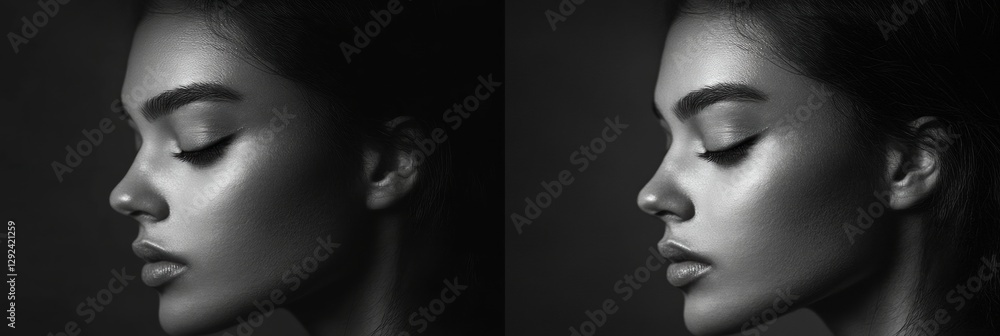 Leinwandbilder mood transformation in grayscale to vibrant color showcasing emotional changes in an expressive port