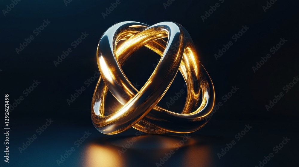 Fototapete abstract representation of agreement and business trust featuring interconnected golden loops in a d