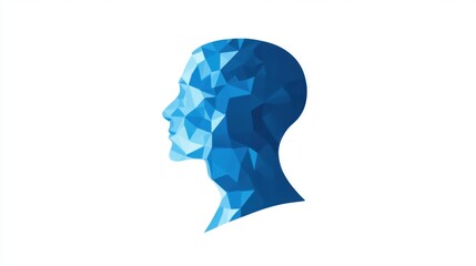 Abstract Blue Profile Head Silhouette with Geometric Shape Design and Modern Artistic Style