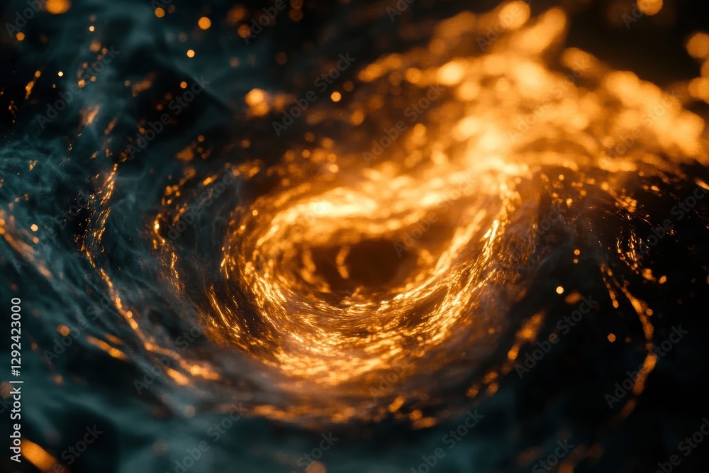 Aufkleber Glowing gas swirls create an abstract visual of energy flow in dark space during an ethereal cosmic event. Generative AI