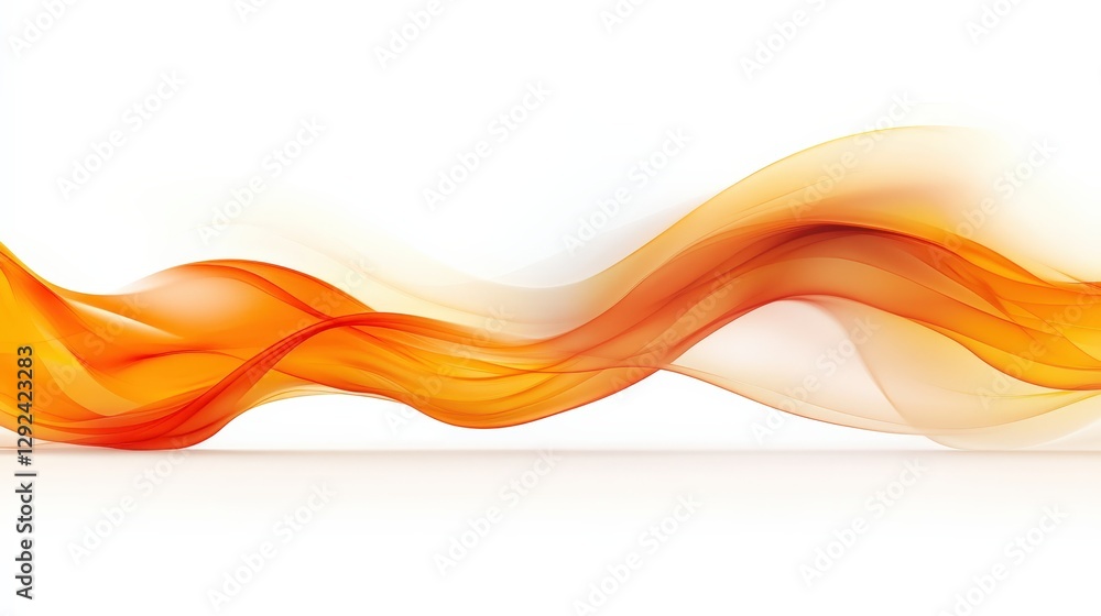 Poster abstract flowing orange waves on a white background, creating a sense of movement and fluidity