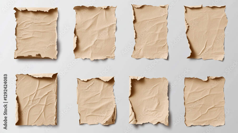 Poster strips and pieces of torn paper - realistic vector illustration set of notepad sheets with ripped ed