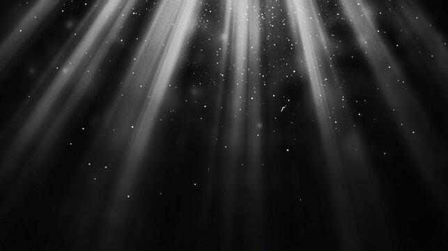Ethereal light beams with floating dust particles for atmospheric background design