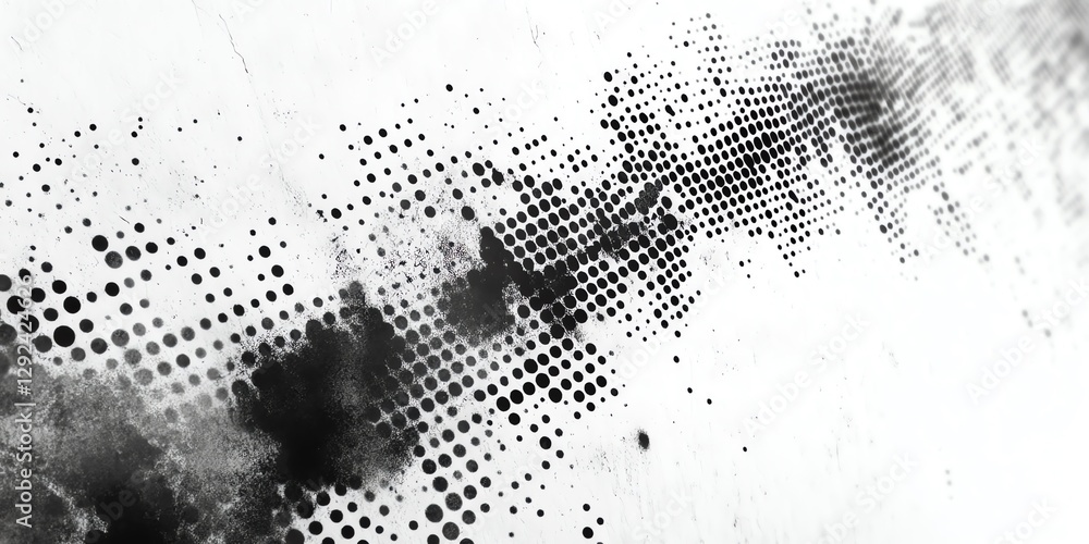 Aufkleber halftone pattern with ink splatter on white background for texture