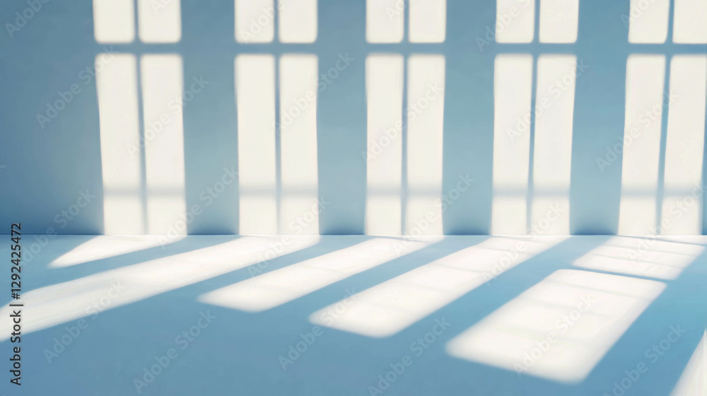 Poster tranquil room with soft white glow and subtle shadow patterns for elegant design concepts