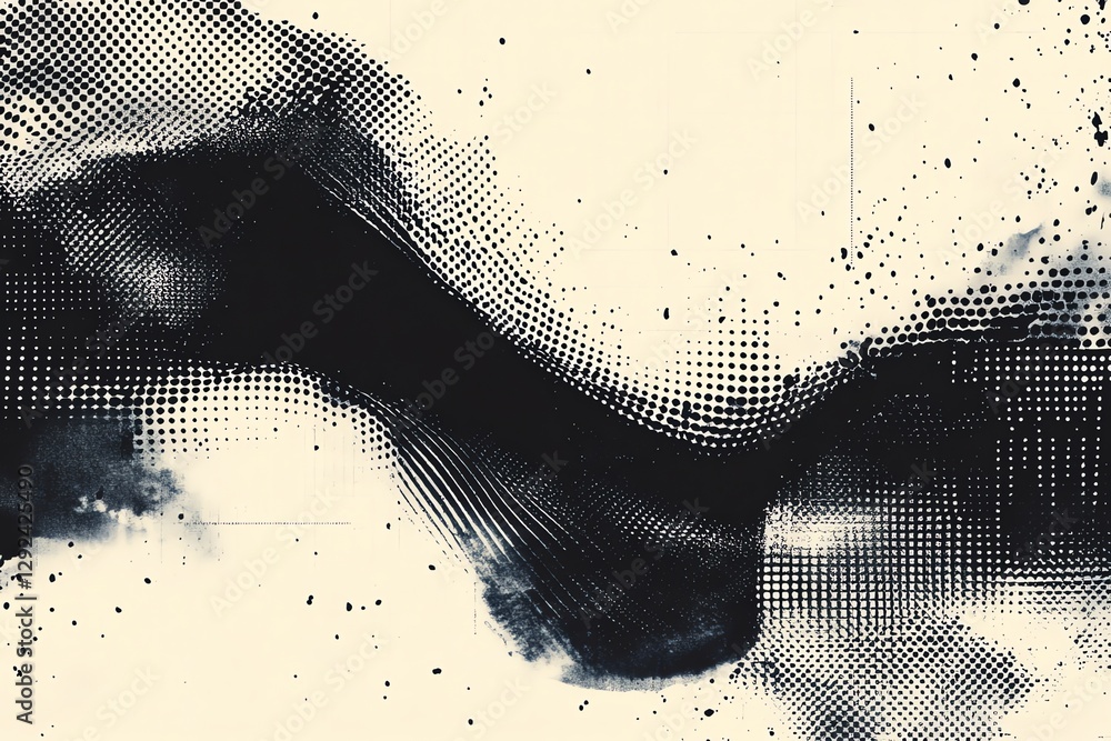 Poster abstract halftone pattern with grunge texture and decorative graphic elements
