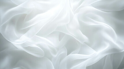 Fototapeta premium Elegant flowing white fabric background with soft gray hues for design projects