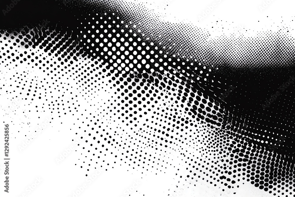 Poster black dotted pattern overlay with halftone effect on white background
