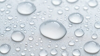 Water droplets on smooth surface, close-up, macro photography, background texture