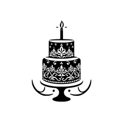Elegant two-tiered cake, isolated on white background.