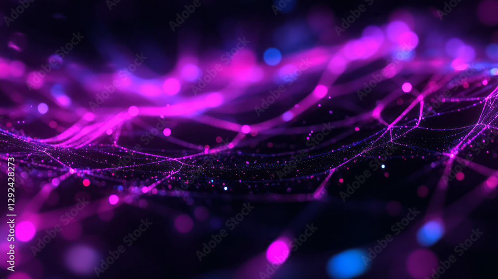 Poster neon-illuminated spiderweb background with vibrant light effects for digital design
