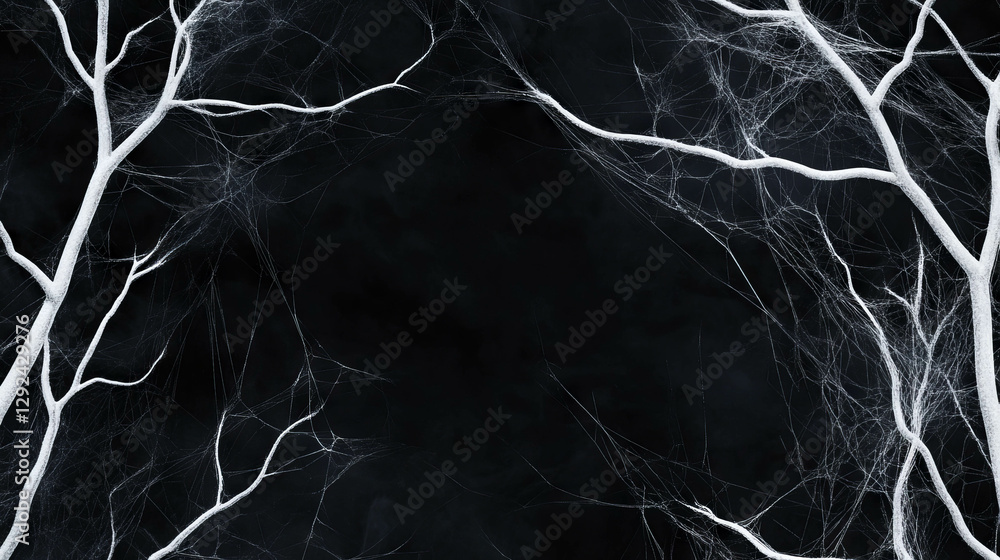 Aufkleber mysterious spiderweb background with bare branches for halloween design