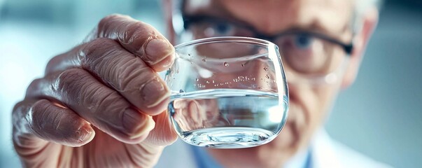 World Water Day Concept. Scientist Holding Glass with Clear Water for Research