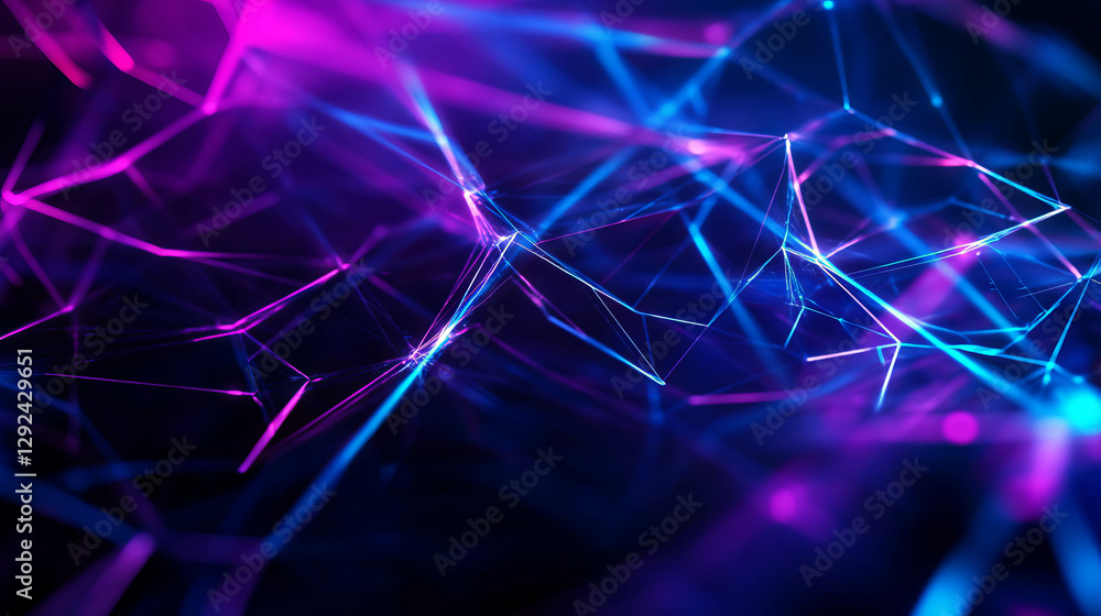 Poster abstract geometric spiderweb background with vivid neon patterns