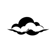 Black and White Cloud Illustration, a stylized design of a fluffy cloud in grayscale, set against a stark white backdrop.