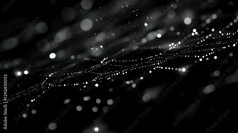 Poster captivating spiderweb with water droplets in dreamy abstract background